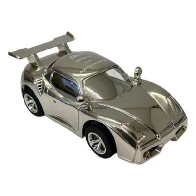 Image of Personalised Silver Plated Money Box Racing Car Engraved with Any Message