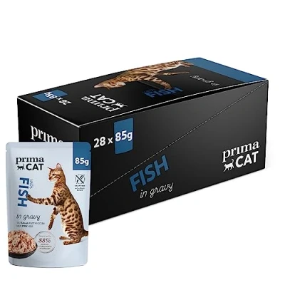 Image of PrimaCat Classic Complete Wet Cat Food, Fish in Gravy Flavoured 28 pack of 85g