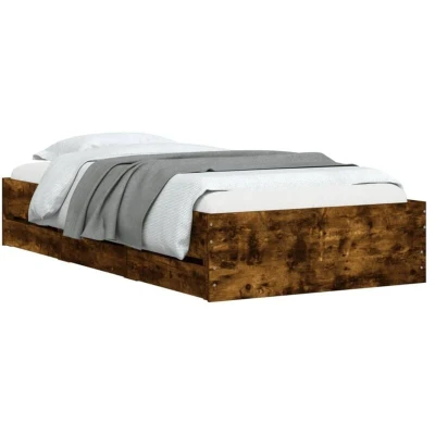 Image of vidaXL Bed Frame with Drawers without Mattress Smoked Oak 75x190 cm Small Single