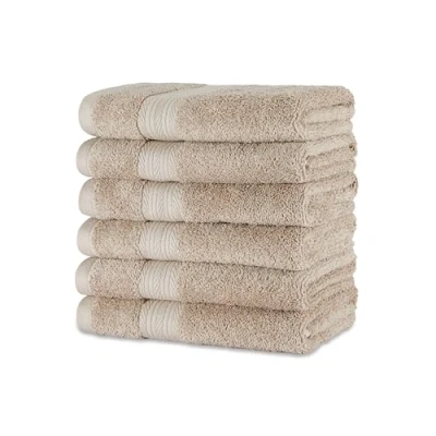 Image of Amazon Basics Fade Resistant Organic Cotton Hand Towel, 6 Pack, 41 x 66 cm, Taupe