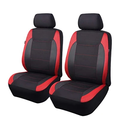 Image of Flying Banner Gabardine Mesh Front Car Seat Covers Airbag Compatible Protector Universal for Most Truck Vans SUVs (Black and Red)