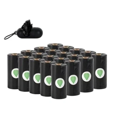 Image of velvet london Dog Poop Bags Rolls with Dispenser 300 Poo Dogs Unscented Leak Proof Waste Bag Refill (Black Counts (20 rolls))