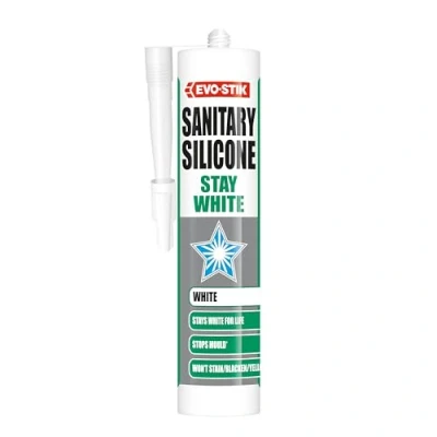 Image of EVO STIK Sanitary Silicone Stay White, Premium Sealant, Stops Mould, Stays White for Life, 290ml