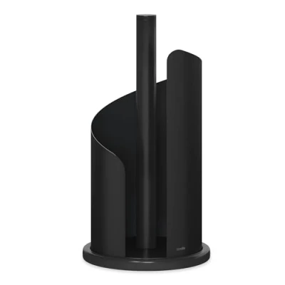 Image of stardis Paper Towel Holder, Pure Black Stainless Steel, Free Standing, 15 cm Diameter