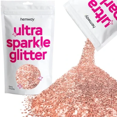 Image of Glitter Rose Gold Ultra Sparkle Sequins Nail Face Festival Christmas Halloween Makeup Extra Chunky 100g / 3.5oz