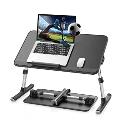 Image of Lap Desk, SAIJI Bed Table, Thick Stable Feet, Height and Angle Adjustable, Enough Mouse Space, up to 17&#039;&#039; Laptop, for Homeoffice, Breakfast, Study (Black, 52 * 30cm)