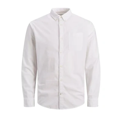 Image of JACK&amp;JONES PLUS Men&#039;s JJEOXFORD Shirt L/S S21 PS NOOS, White/Fit:Plus Size, 4XL