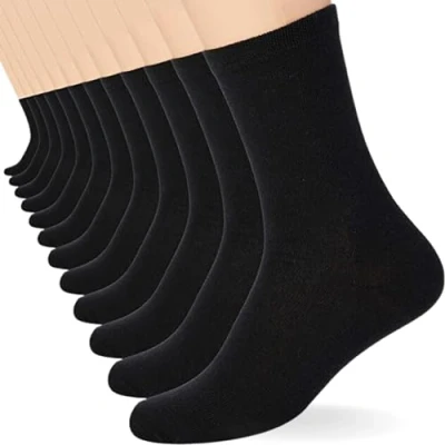 Image of FM London (12 Pack) Boys &amp; Girls School Socks Comfortable Kids with Ergonomic Fit Grey, Children Durable Design, Black, 9 12 UK