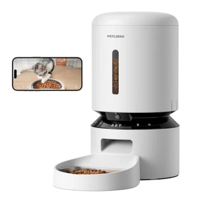 Image of PETLIBRO Automatic Cat Feeder with Camera, 1080P HD Video Night Vision, 5G Wi Fi Pet Feeder, App Control, Real Time Voice, Low Food and Blockage Sensor, Motion &amp; Sound Alerts via Remote App, 5L