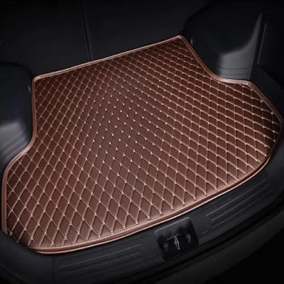 Image of Car Leather Boot Mats For Jaguar F PACE 2021 2022 2023 2024 2025, Liner Anti Scratch Slip Cargo Carpet Protective Mat Accessories,E/Brown