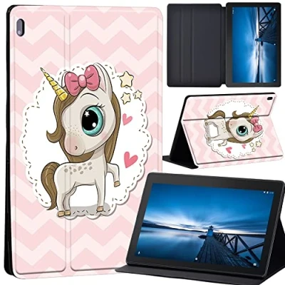 Image of Cartoon Case for Lenovo Tab M10 TB X605F/ X605L/ X505F/ X505L Leather Tri Fold Stand Cover 10.1 Inch Tablet (pretty unicorn)