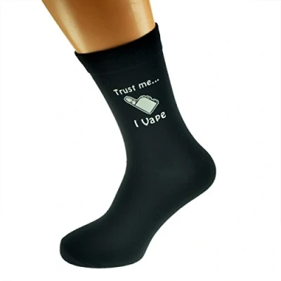 Image of GTR Prestige Giftware Trust me I Vape Image Mens Black Novelty Socks UK Size 5 12