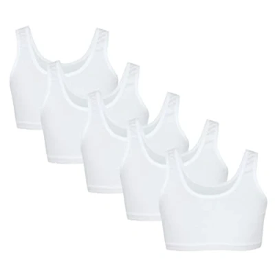 Image of TupTam Girls Bustier Bra Crop Top, Pack of 5, White, 134 140