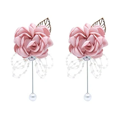 Image of Shiwaki 2pcs wedding supplies decoration girl bridesmaid boutonniere prom party gift (Champagne)