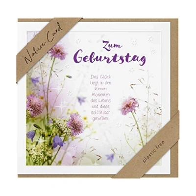 Image of bsb Birthday Card Nature Sustainable Cards with Envelope Women &amp; Men Greeting 11.5 x 17 cm