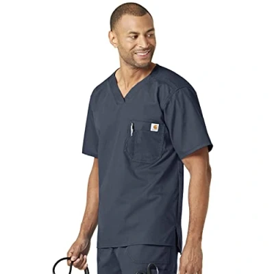 Image of Carhartt Men&#039;s Solid Ripstop Utility Scrub Top, Navy, X Large