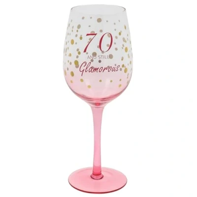 Image of Shudehill Giftware Gold Speckle Birthday Special Age Colourful Wine Glass 18th, 21st, 30th, 40th, 50th, 60th, 70th Gift (70)