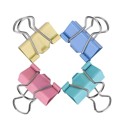 Image of 25mm Metal Binder Clips Assorted Colors Paper Clamps Rust Resistant Foldback 48 PCS Stationery Medium Universal for Office School Home Art Crafts Photo Pictures