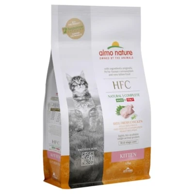Image of almo nature HFC Kitten Fresh Chicken. Complete Dry Cat Food for Kittens with 100% Chicken without Meat Meal. 11 12 Months 1,2 Kg Bag