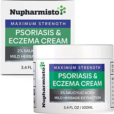 Image of Nupharmisto Psoriasis Cream, Eczema Dermatitis Maximum Strength Relieve Symptom Of Resistant, Effective for Seborrheic Dermatitis, Folliculitis, Treatment,100ml, Pack 1