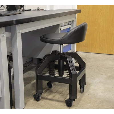 Image of Sealey Industrial Creeper Stool Pneumatic, Adjustable Height Swivel Seat &amp; Back Rest