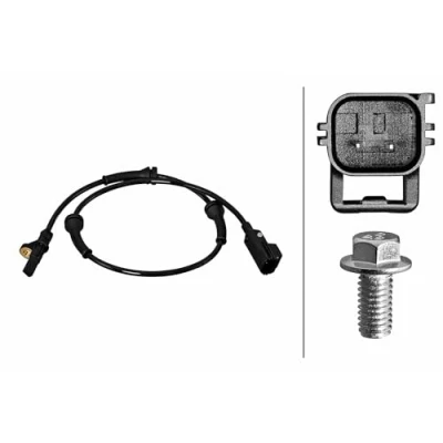 Image of LR024203 ABS Sensor HELLA 6PU 358 218 301 Rear Axle Hall 2 pin connector 715mm LAND ROVER: Range Rover Evoque