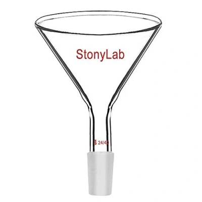 Image of StonyLab Glass Short Stem Powder Funnel with 100 mm Top O.D. and 24/40 Inner Joint Filter