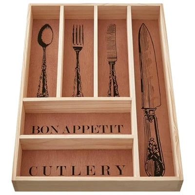 Image of Premier Housewares Cutlery Tray, Pine Wood, Natural, One Size