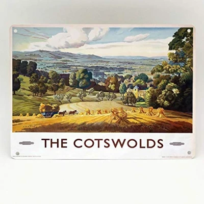 Image of Inga THE COTSWOLDS RAILWAY POSTER METAL SIGN BRITISH RAIL TRAVEL TRAIN VINTAGE CHATER TIN 8x12 inches