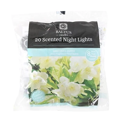 Image of Baltus Candles Pack of 20 Tealight Night Light with Sweet Pea &amp; Jasmine Fragrance Limited Edition