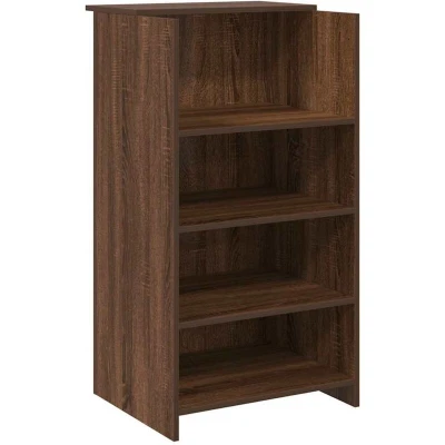Image of vidaXL Brown Oak Reception Desk 55x50x103.5 cm Engineered Wood Counter with Storage for Office/Hotel/Clinic