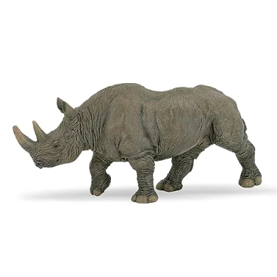 Image of Papo WILD ANIMAL KINGDOM Tiere Figurine, 50066 Black Rhinoceros, Multicolour, 5 cm