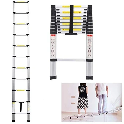 Image of 3.2M 10.5ft Extendable Ladders Telescoping Aluminium Portable Compact Loft Ladder Multi Purpose Roof Work Decoration Lightweight EN131