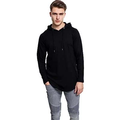 Image of Urban Classics OPEN EDGE Hoodie, Men&#039;s, Size: XXL, Black
