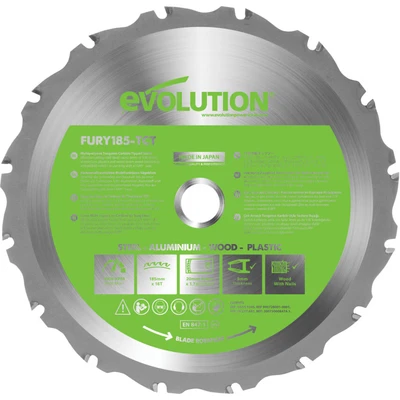 Image of Evolution Power Tools FURY Multi Purpose TCT Circular Saw Blade 185 x 20mm 16T EVLF185MULTI