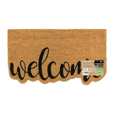 Image of JVL Eco Friendly Latex Backed Coir Entrance Doormat, 40x70cm Shaped Welcome