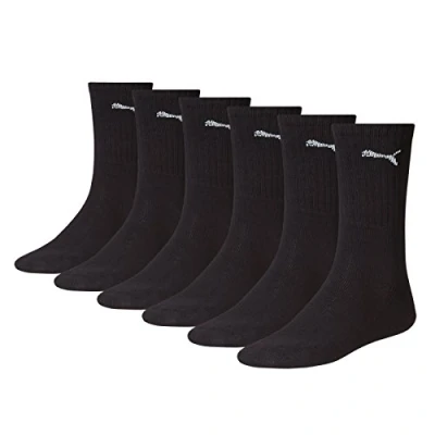 Image of Puma Sports Socks Cush Crew (6 Pair Pack), Black, 6 8 UK (39 42 EU)