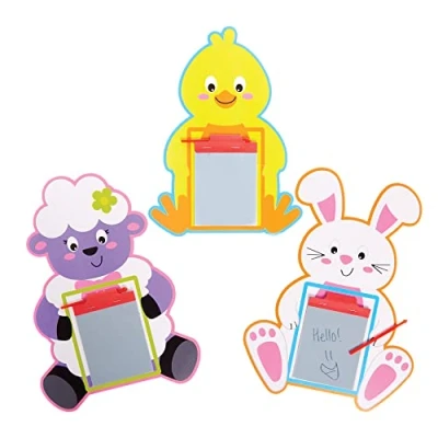 Image of Baker Ross FX476 Easter Characters Magic Slate Toy Pack of 10, Drawing Toys and Party Bag Fillers
