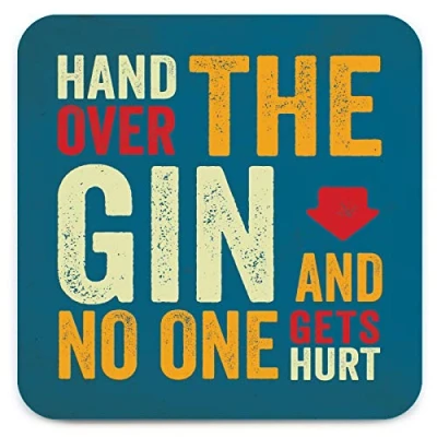 Image of Brainbox Candy Funny &#039;Hand Over Gin Coaster&#039; Small Gift Ideas for Him Her Friends Birthday Housewarming Present New Home Gifts Women Men