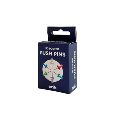 Image of Grupo Erik Poster Push Pins 50 pcs Drawing Pins, Cork Board Wall Pin For Board, Pinboard Hangers