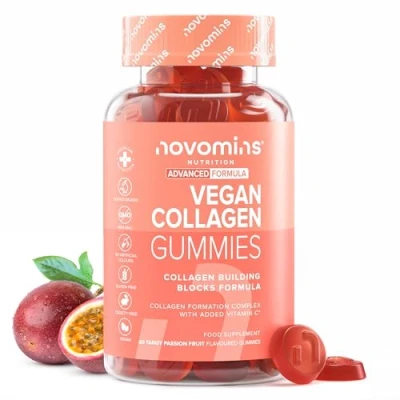 Image of Vegan Collagen Gummies Advanced Superfood Blend Alternative for Women and Men Infused with Vitamin C, BCAAs, Hyaluronic Acid Gummy Vitamins Made by Novomins