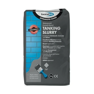 Image of Bond It Tanking Slurry Grey 20Kg Bucket Tub Waterproofer Damp Proofing Masonry Cement retaining walls, and tanks