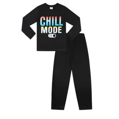 Image of The Pyjama Factory Boys Chill Mode Gaming Cotton Long Pyjamas, Black, 13 14 Years