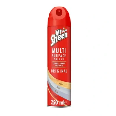 Image of Mr Sheen Multi Surface Polish Spray, For Use on Wood, Plastic, Glass and Metal, Scent: Original, 250ml, Pack of 1