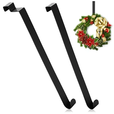 Image of com four® 2x door hooks made of stainless steel 26 cm for wreaths and decorations Hanger apartment doors inside outside Coat hanging
