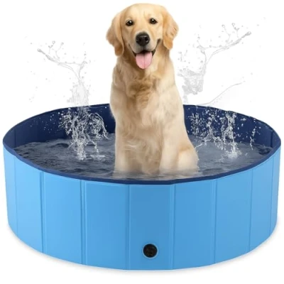 Image of Dog Pool PVC Non Slip Foldable Paddling Pet Swimming Bath Portable for Outdoor Use Tub Large &amp; Medium Dogs L (120 * 30cm)
