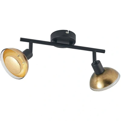 Image of Lindby downlight Erin, black/gold, 2 bulb, glass
