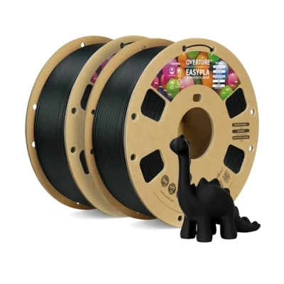 Image of OVERTURE Easy PLA 1.75mm 3D Printer Filament, 1kg Cardboard Spool (2.2lbs), Dimensional Accuracy +/ 0.03mm, Fit Most FDM (Easy Black*2)