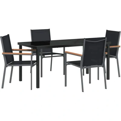 Image of vidaXL Set of 3 Black Textilene and powder coated steel Standard