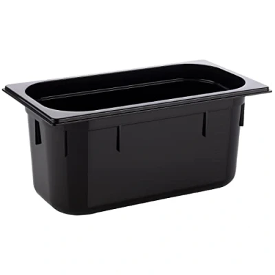 Image of APS 82070 GN 1/3 container, gastronorm container made of polycarbonate, dimensions 325 x 176 mm, height 150 volume 5.3 litres, black